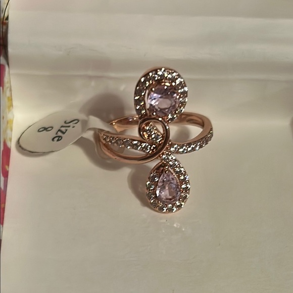 14KT Rose Gold Plated Pink Morganite Women’s Ring Size 8 - Picture 2 of 2